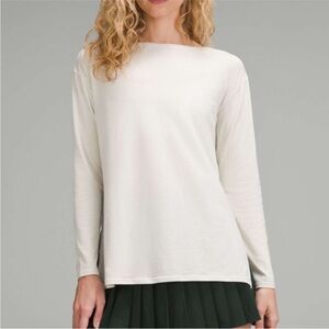 New! Lululemon Relaxed-Fit Boatneck Long-Sleeve Shirt - Bone size 10